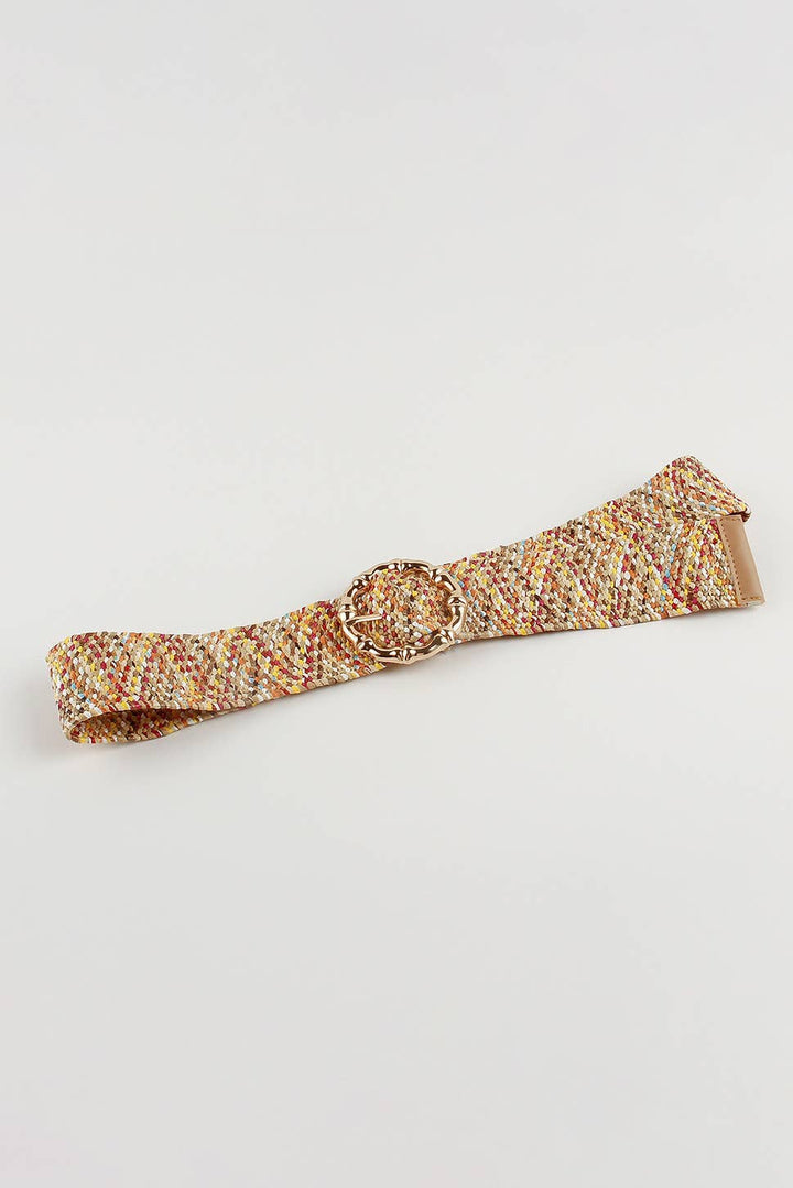 58928AHAOY- Bohemian Colorful Round buckle Women Belt: MULTI / ONE SIZE