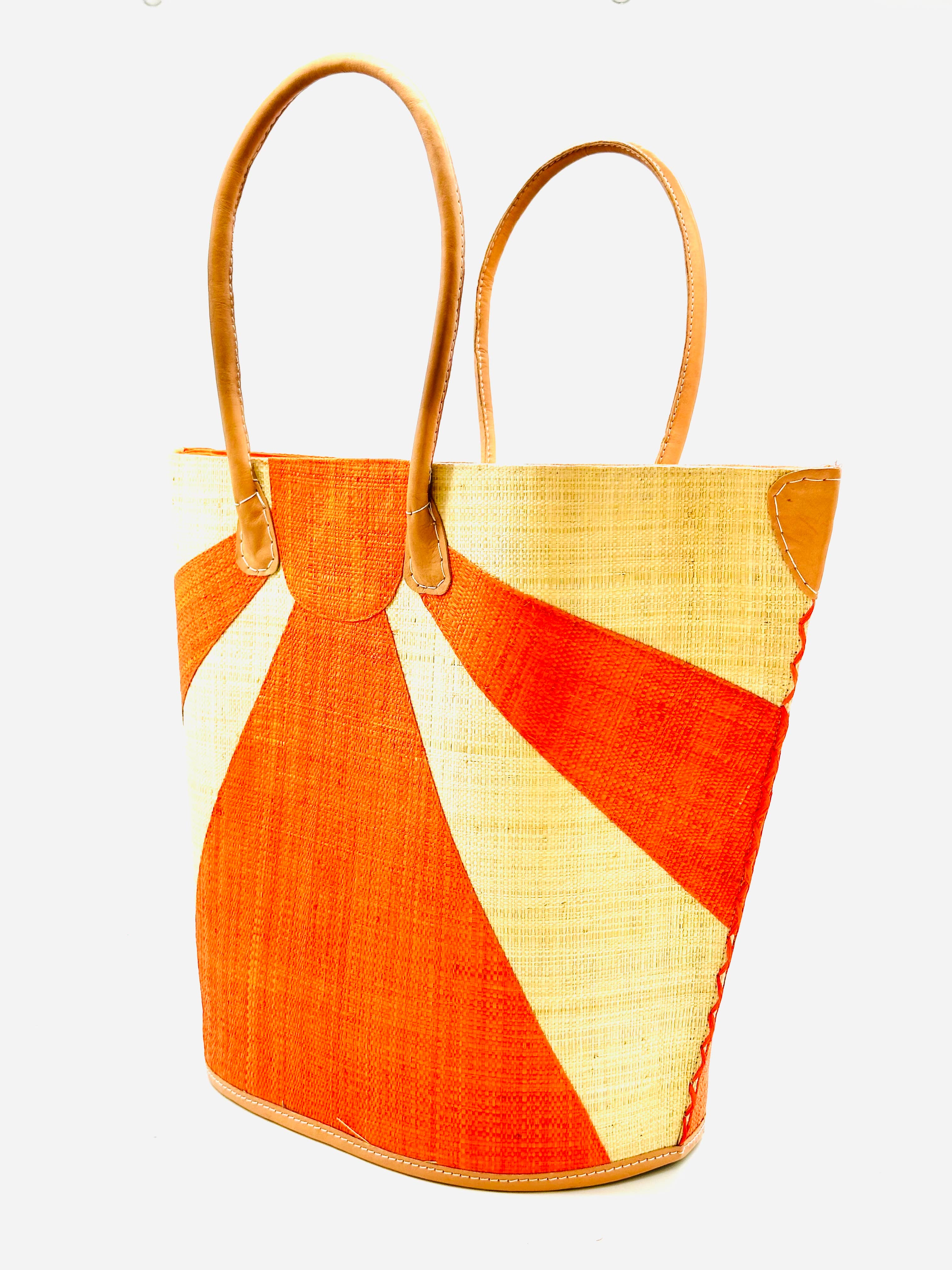 Sunburst Large Straw Tote Bag: Black