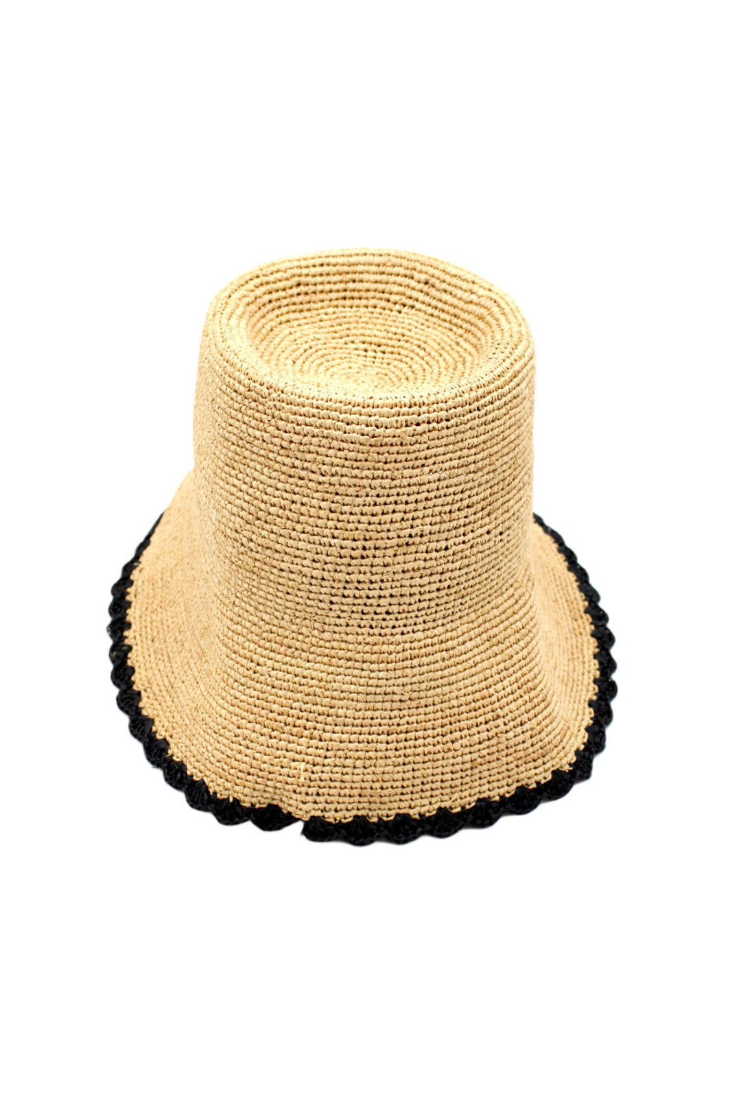 3" Kate Crochet Bucket Straw Hats W/ Colored Lace Weave Edge: Red