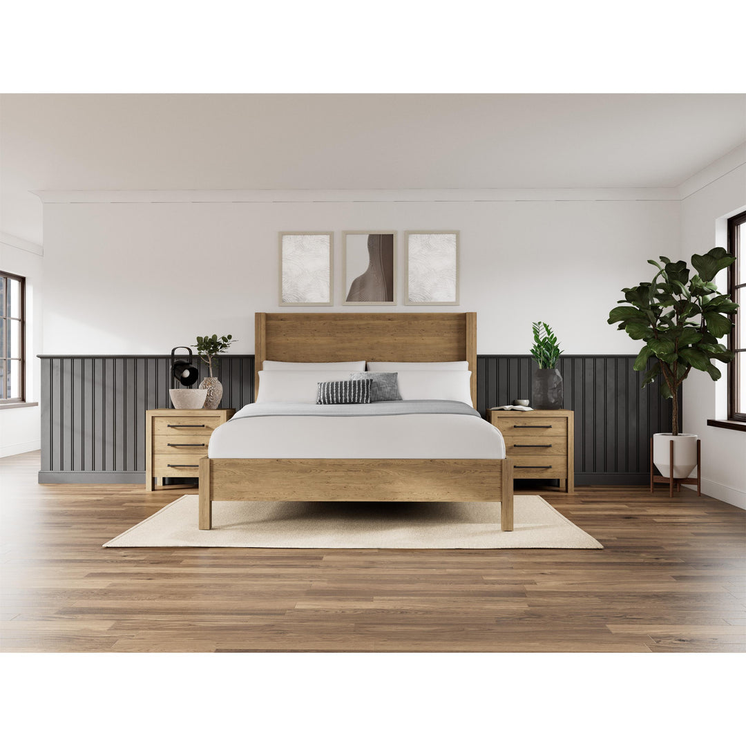 Davie - Three Drawer Nightstand - Light Brown - Wood