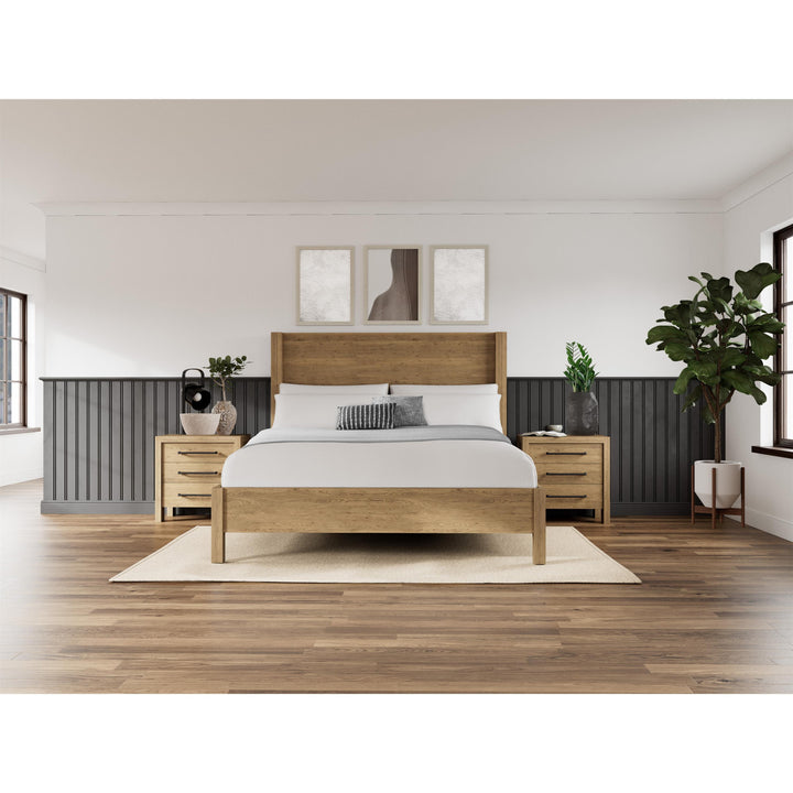 Davie - Three Drawer Nightstand - Light Brown - Wood