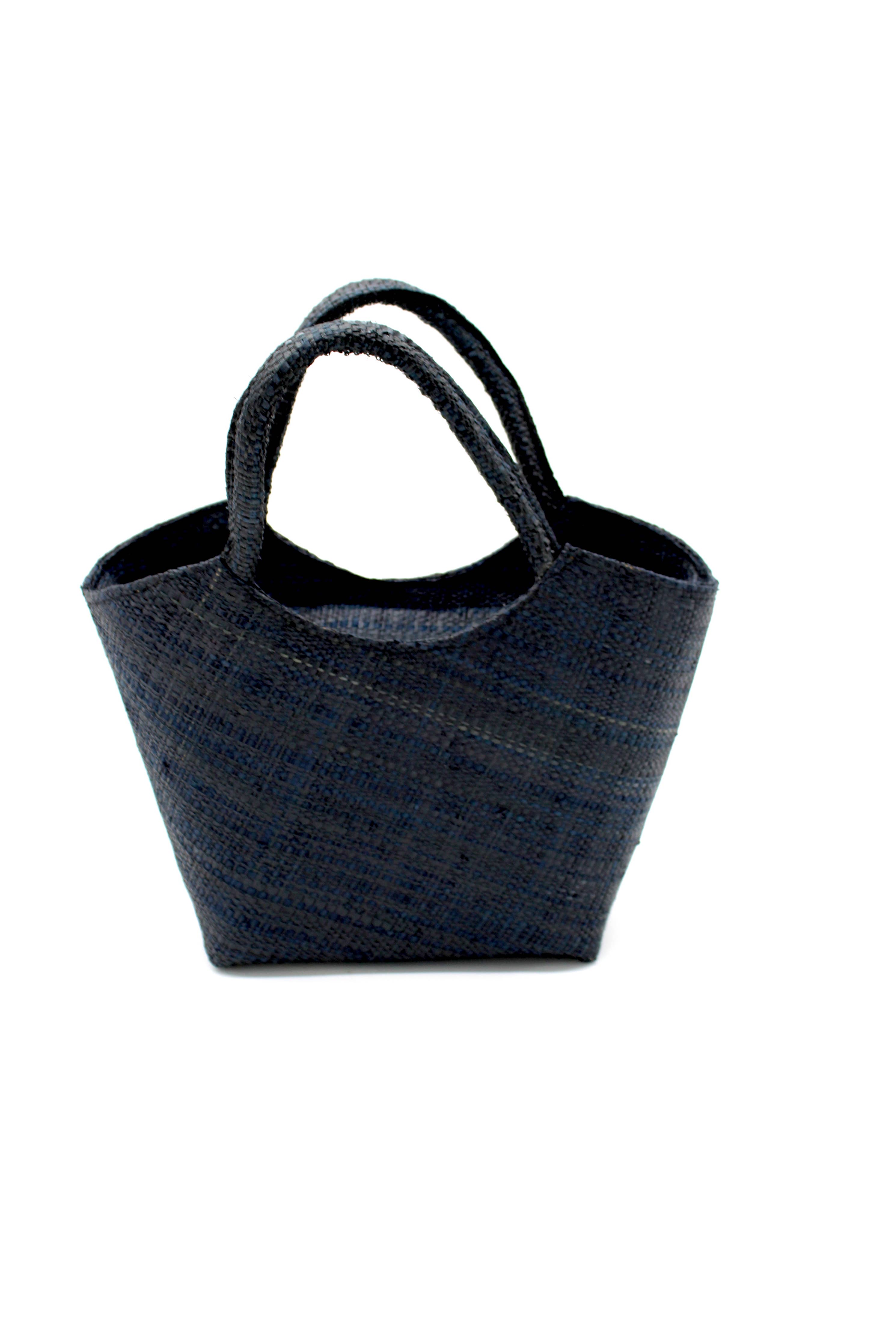 Little Betty Mini Straw Purse Zippered Handbag: Black