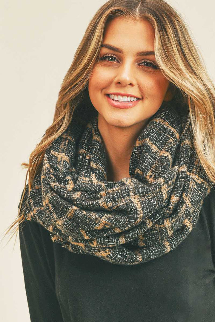 PLAID INFINITY SCARF MS0250: Mustard