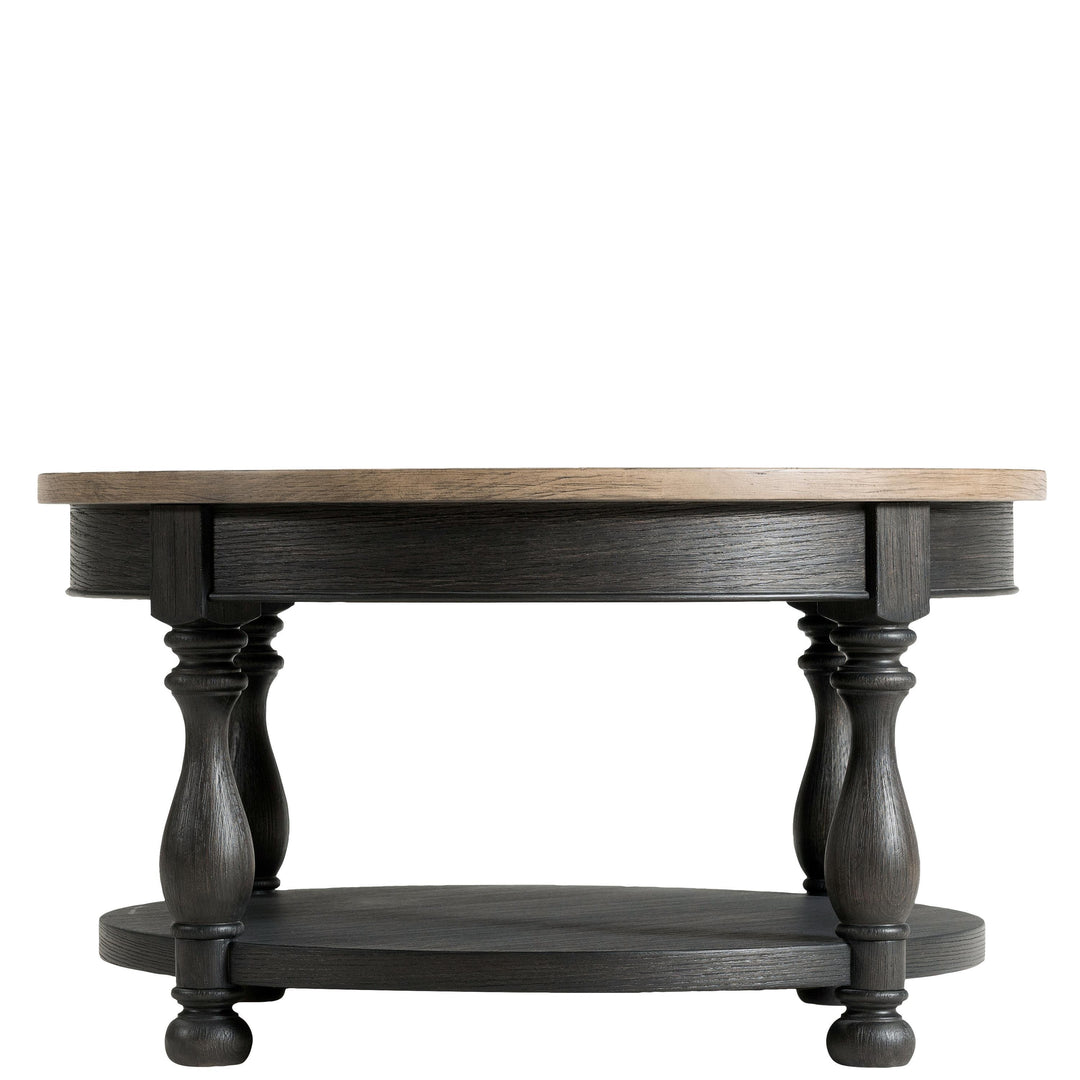 Barrington Two Tone - Round Coffee Table - Antique Oak / Matte Black