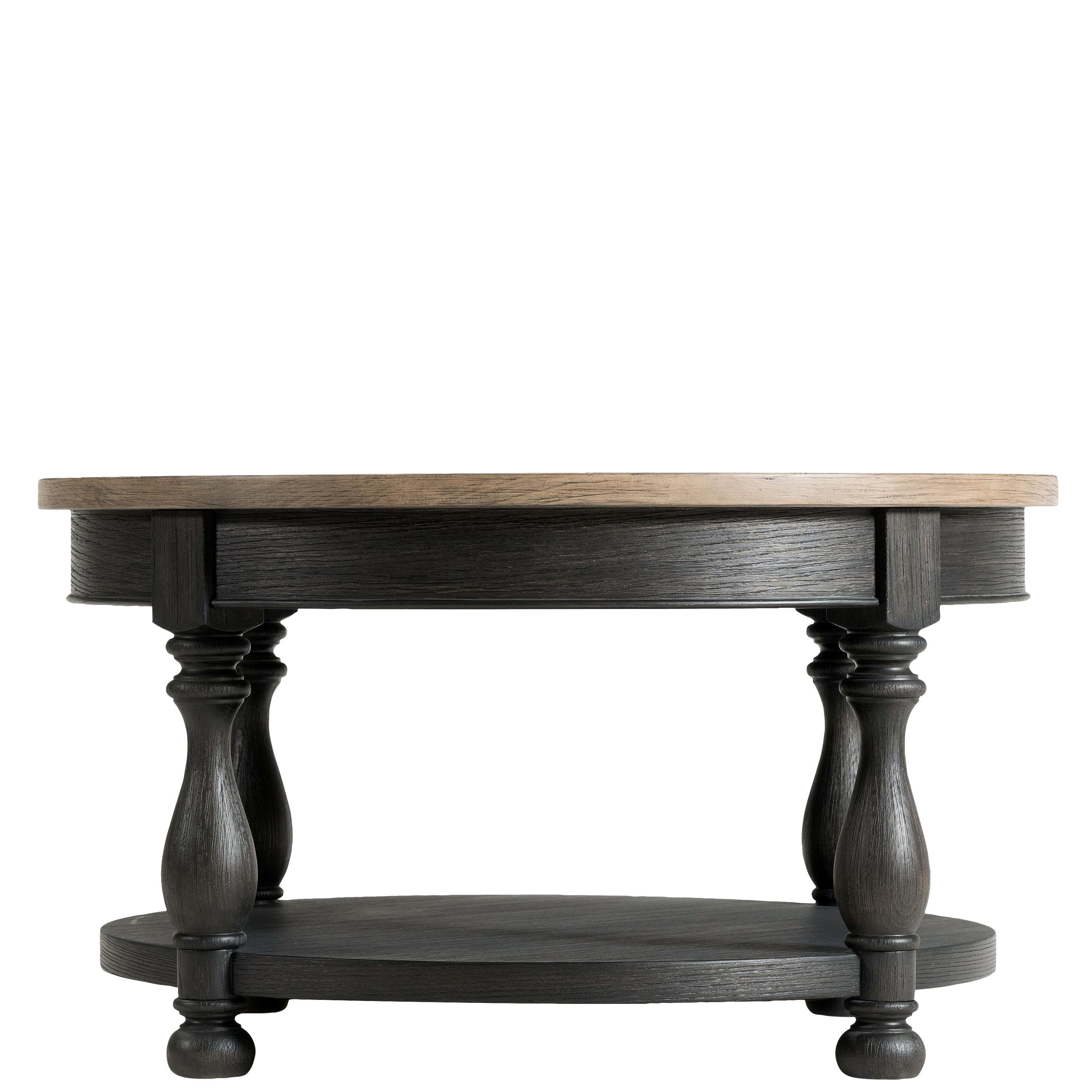 Barrington - 2 Tone Round Cocktail Table - Antique Oak / Matte Black