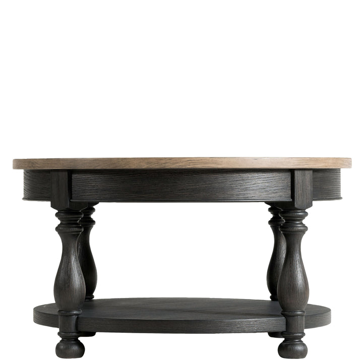 Barrington Two Tone - Round Coffee Table - Antique Oak / Matte Black