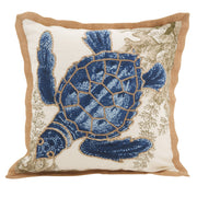 Sea Turtle Pillow - Down Filled: 20" / Navy Blue / Down Insert