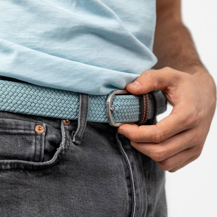 Cloud blue elastic braided belt: Size 2