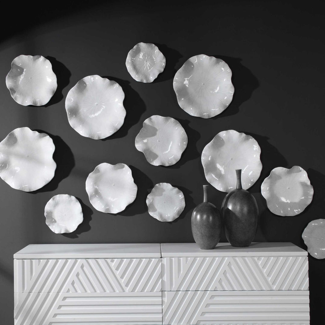 Abella - Ceramic Wall Decor (Set of 3) - White
