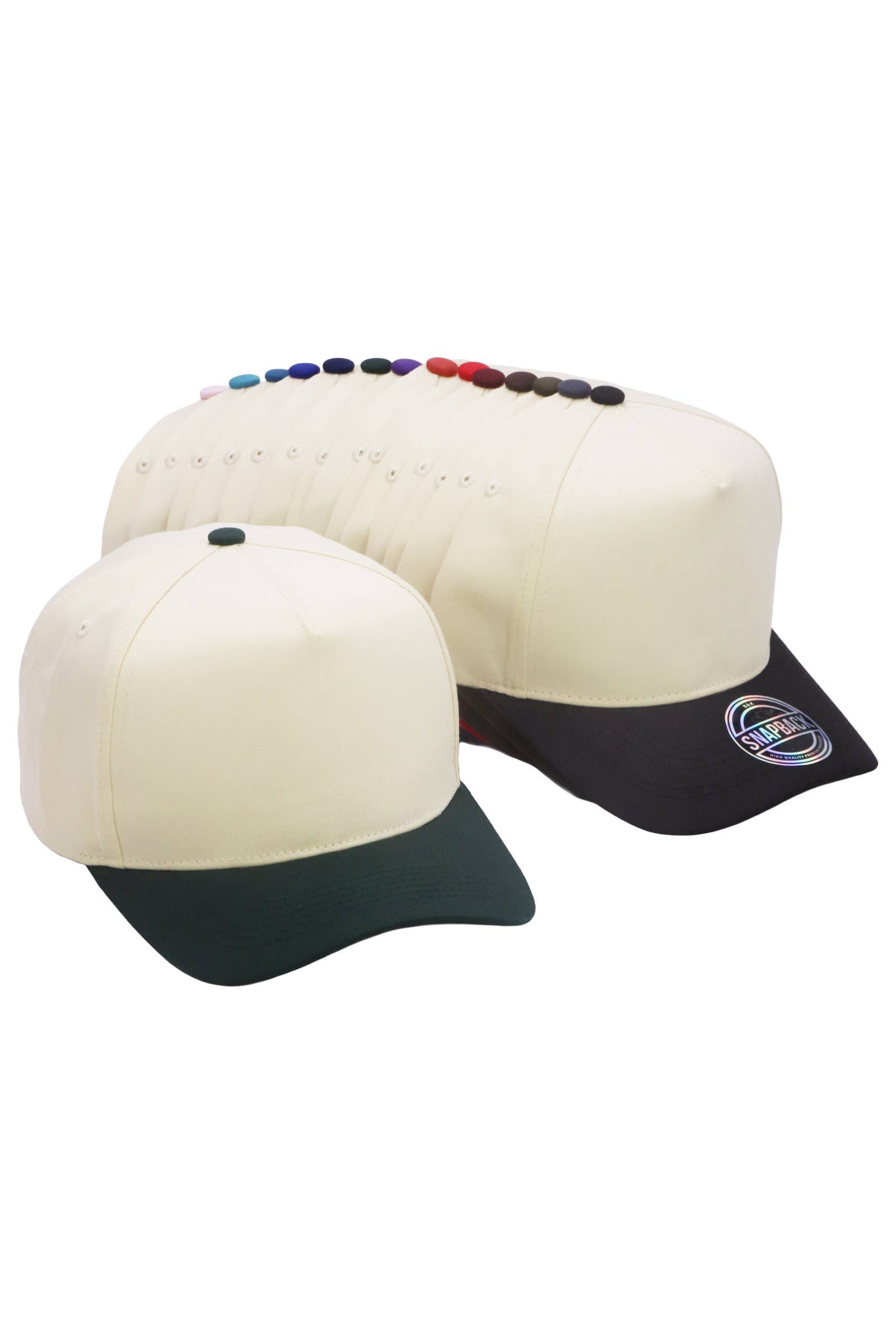 Two Tone Beige Upper Five Panel Baseball Cap: Beige/Aqua / One Size