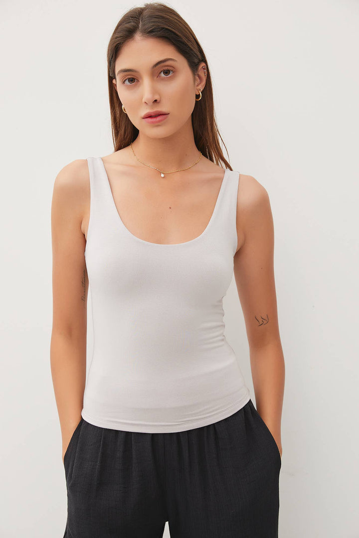 BASIC SCOOP NECK TANK: S / Off-White