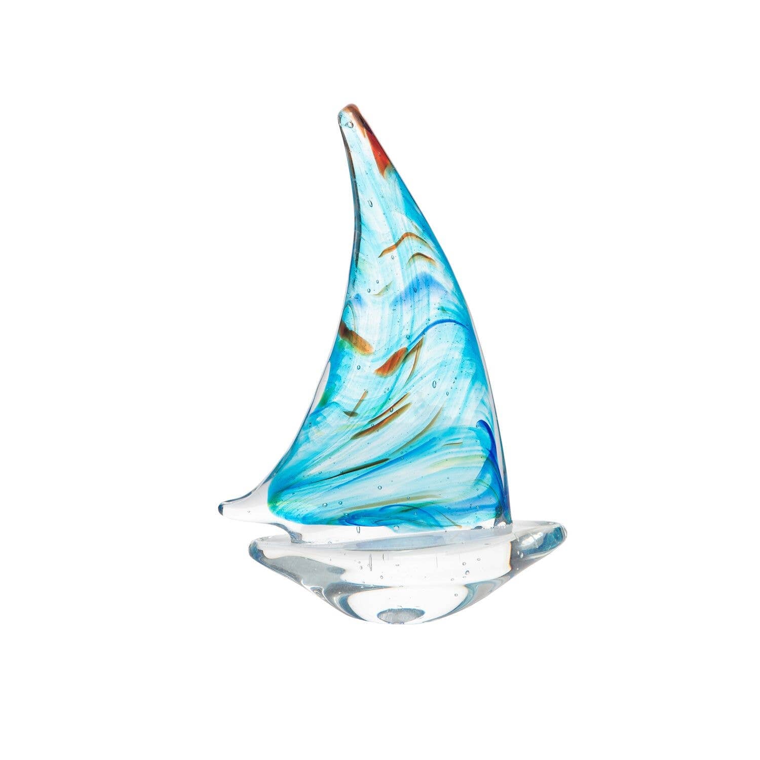 Marbled Sailboat Coastal Art Glass Figurine
