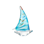 Marbled Sailboat Coastal Art Glass Figurine
