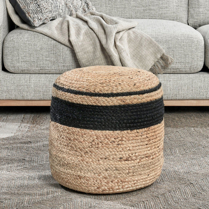 Poufs - Faro Jute Pouf - Natural / Black