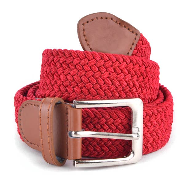 Men's Stretch Braided Woven Belts: BLK / XL