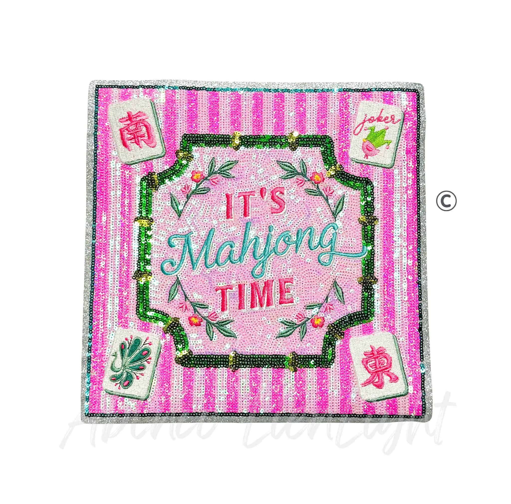 It's Mahjong Time Tile Mat Sequins Patch - Large