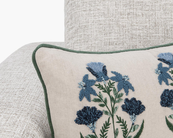 Novel Estate - 14" x 26" NV Belcourt Floral Pillow - Natural / Blue