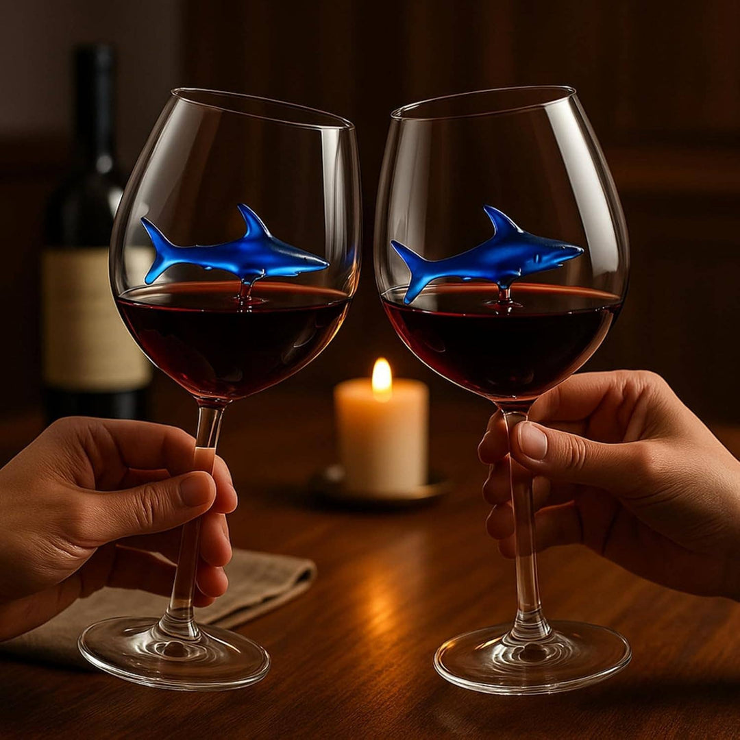 Shark-Inspired Stemmed Wine Glasses Set of 2 | 13oz