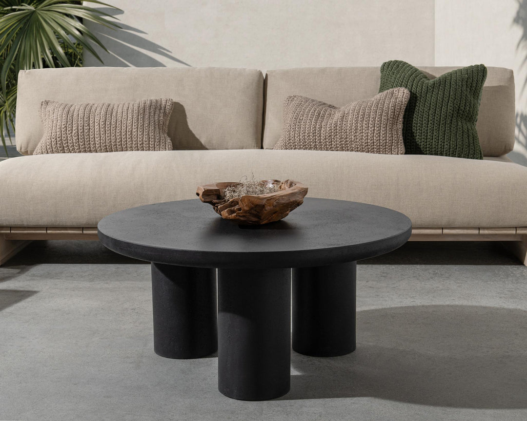 Anzio - 36" Outdoor Concrete Coffee Table - Black