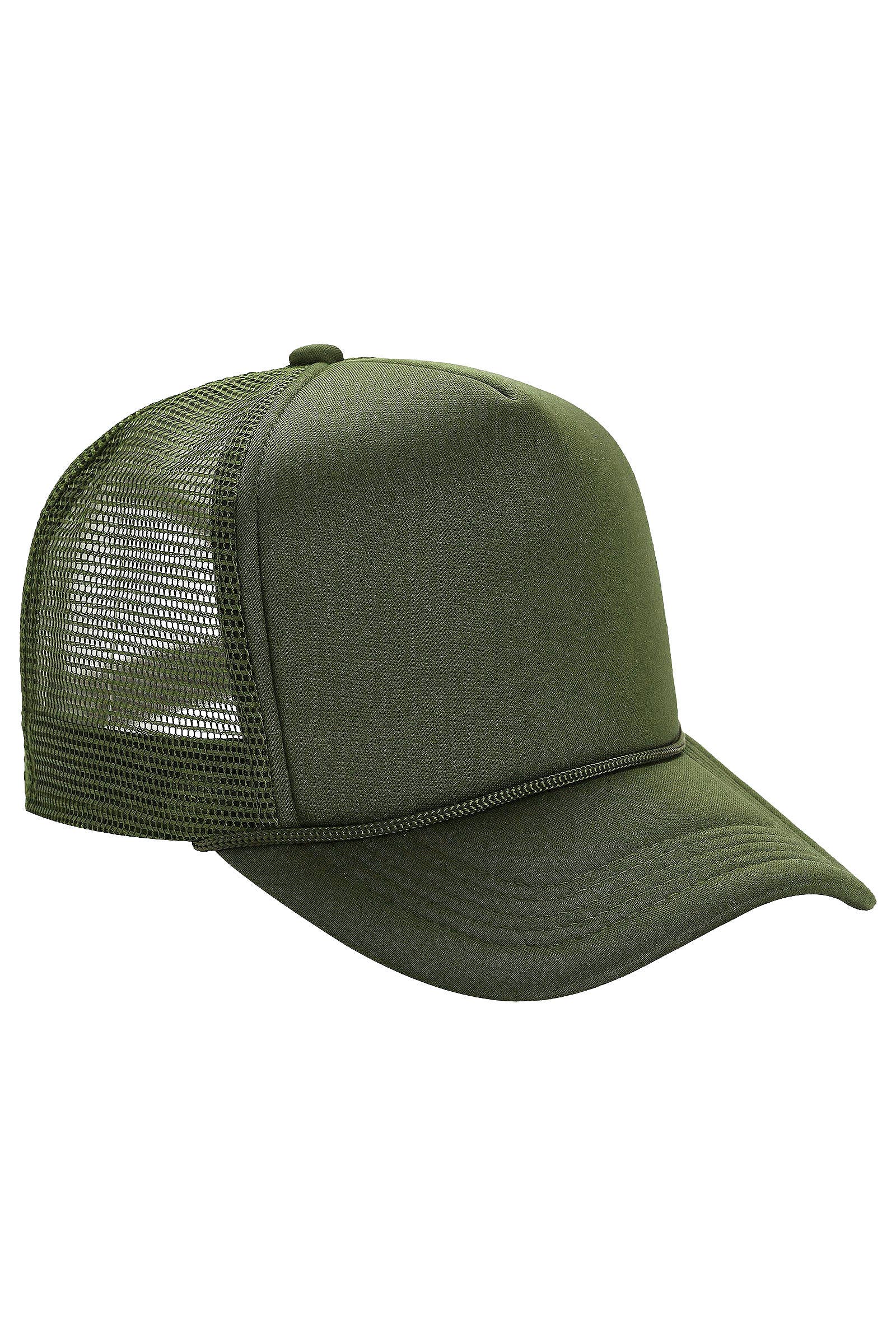 Solid Five Panel Foam Trucker Hat: BLACK / ONE SIZE