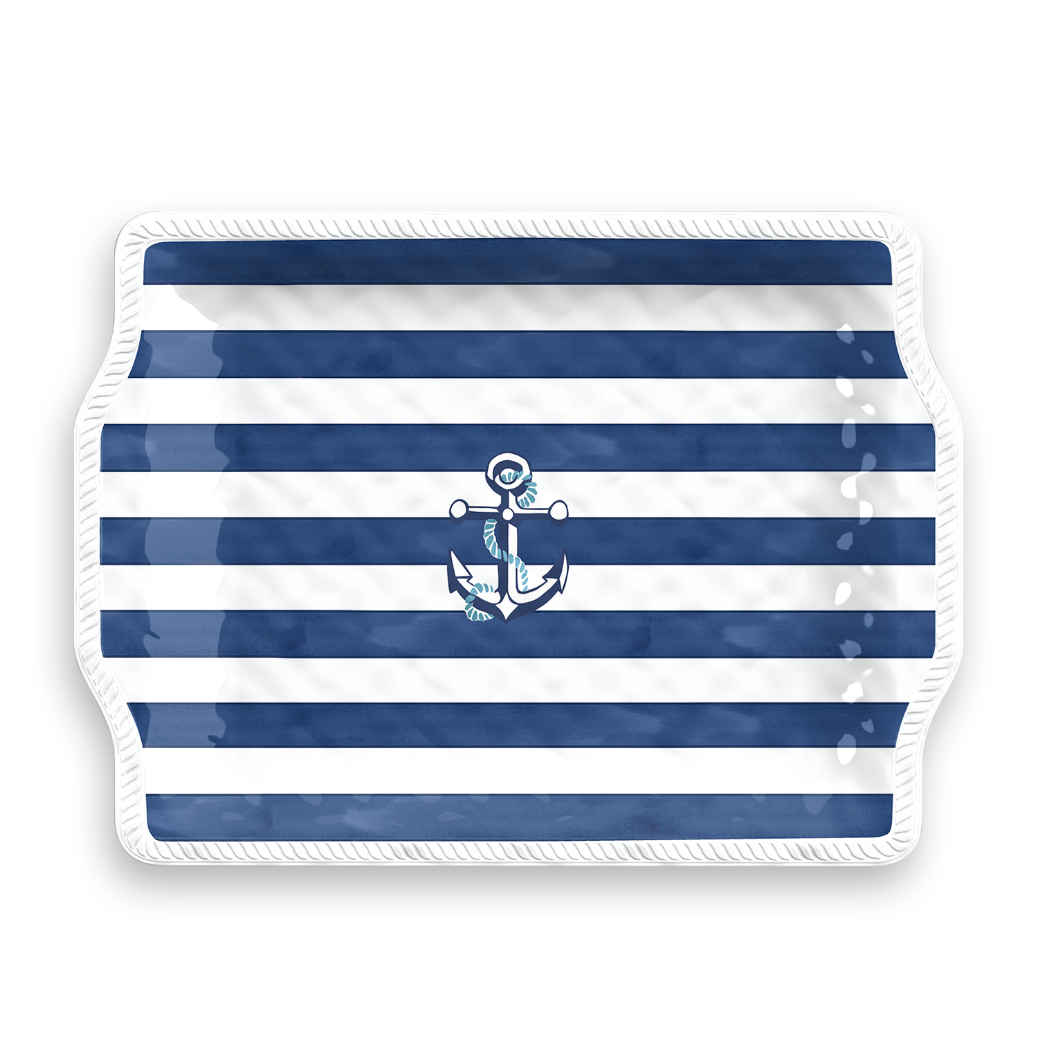 Nautical Anchor Serveware,100% Melamine,BPA free,Food Safe: Assorted Appetizer Plate, Set of 4, 6.8"