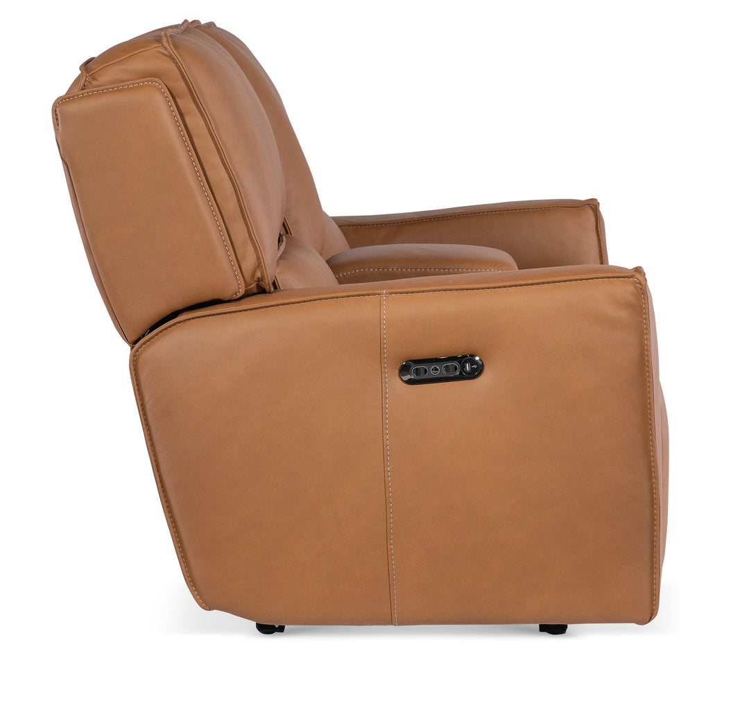 Miles - Zero Gravity Power Console Loveseat With Power Headrest - Light Brown