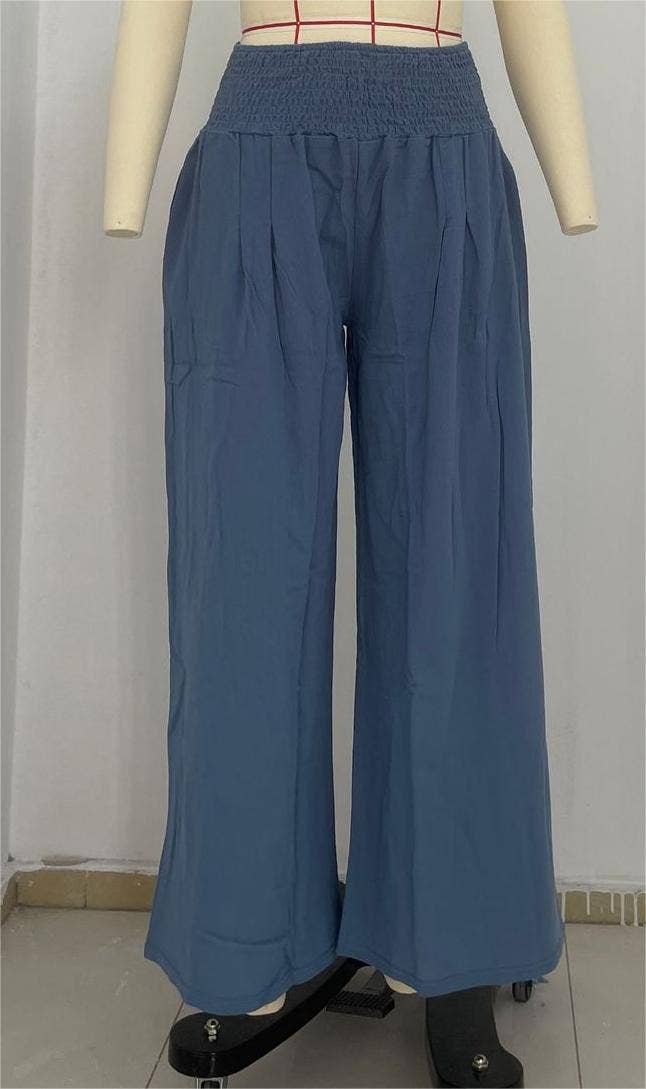 Women's slacks casual wide-legged pants wrap spring trousers: Brown / L