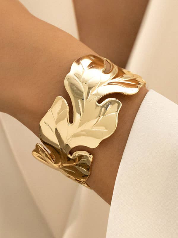 Geometric Shiny Solid Color Split-Joint Bracelet Accessories: GOLD / One_size