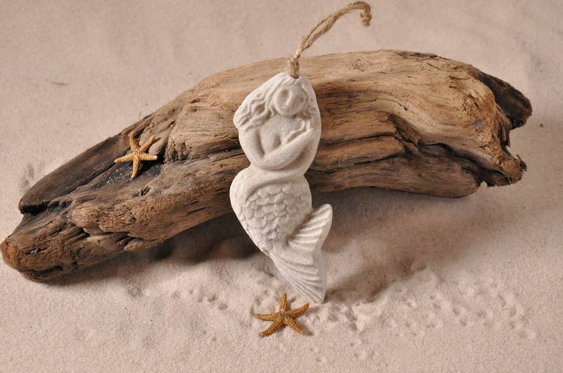 Mermaid Sand Ornament: Aqua Ribbon and Glitter
