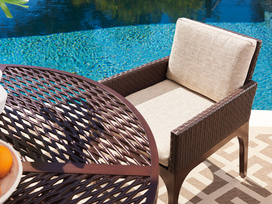 Abaco - Arm Dining Chair - Dark Brown / Beige