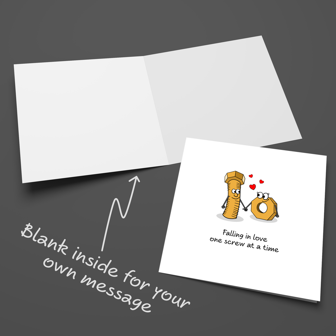 Rude Valentine's Card for Boyfriend Girlfriend Fiance Husband Wife Falling in Love Cartoon Screw Naughty Cheeky