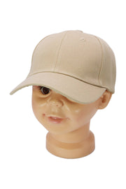 Kids Twill Acrylic Velcro Back Baseball Cap: Khaki / One Size