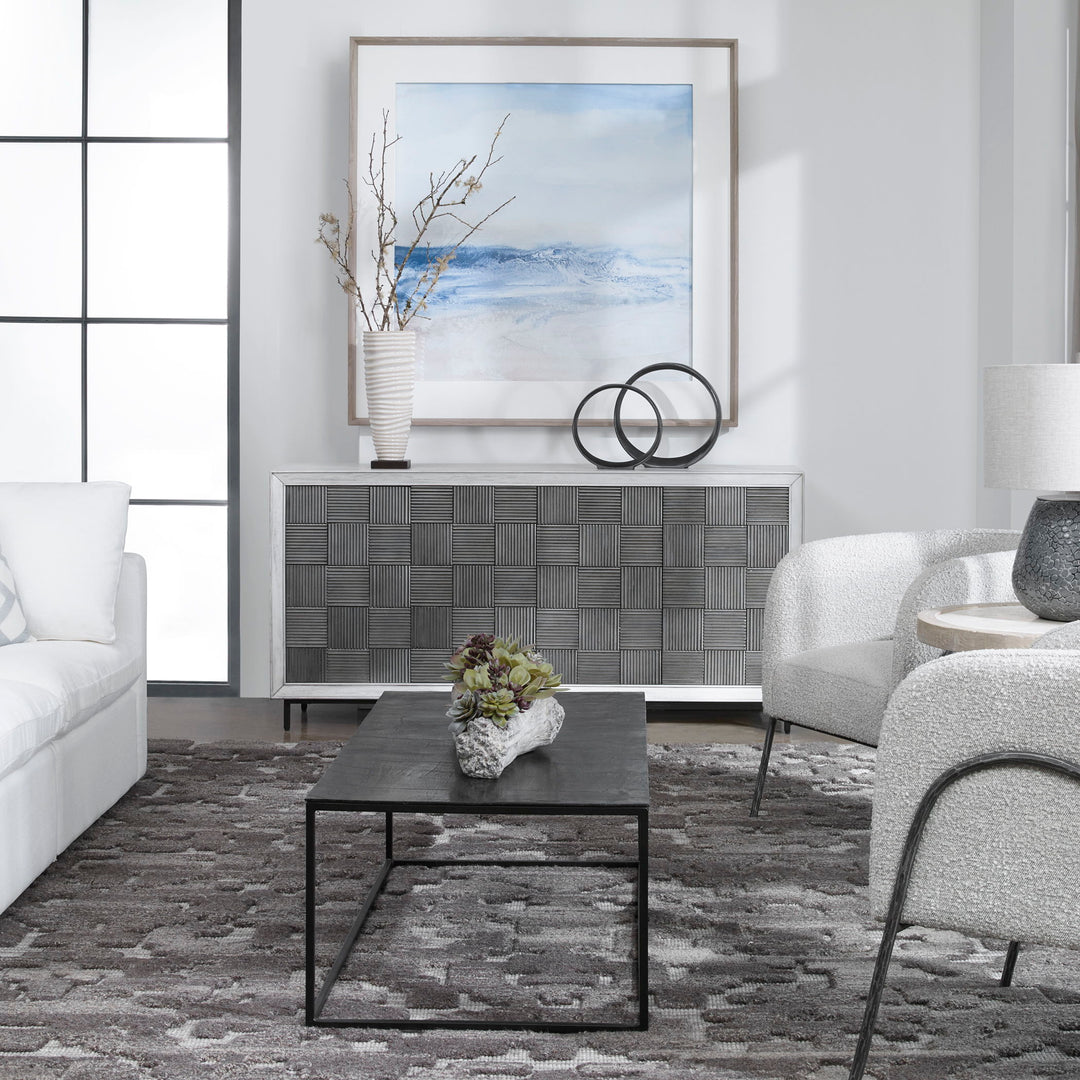 Checkerboard - 4 Door Cabinet - Gray