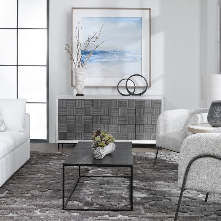 Checkerboard - 4 Door Cabinet - Gray