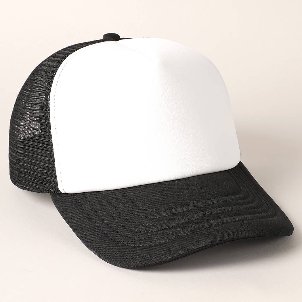 White Foam Front Colored Mesh Back Trucker Hat
