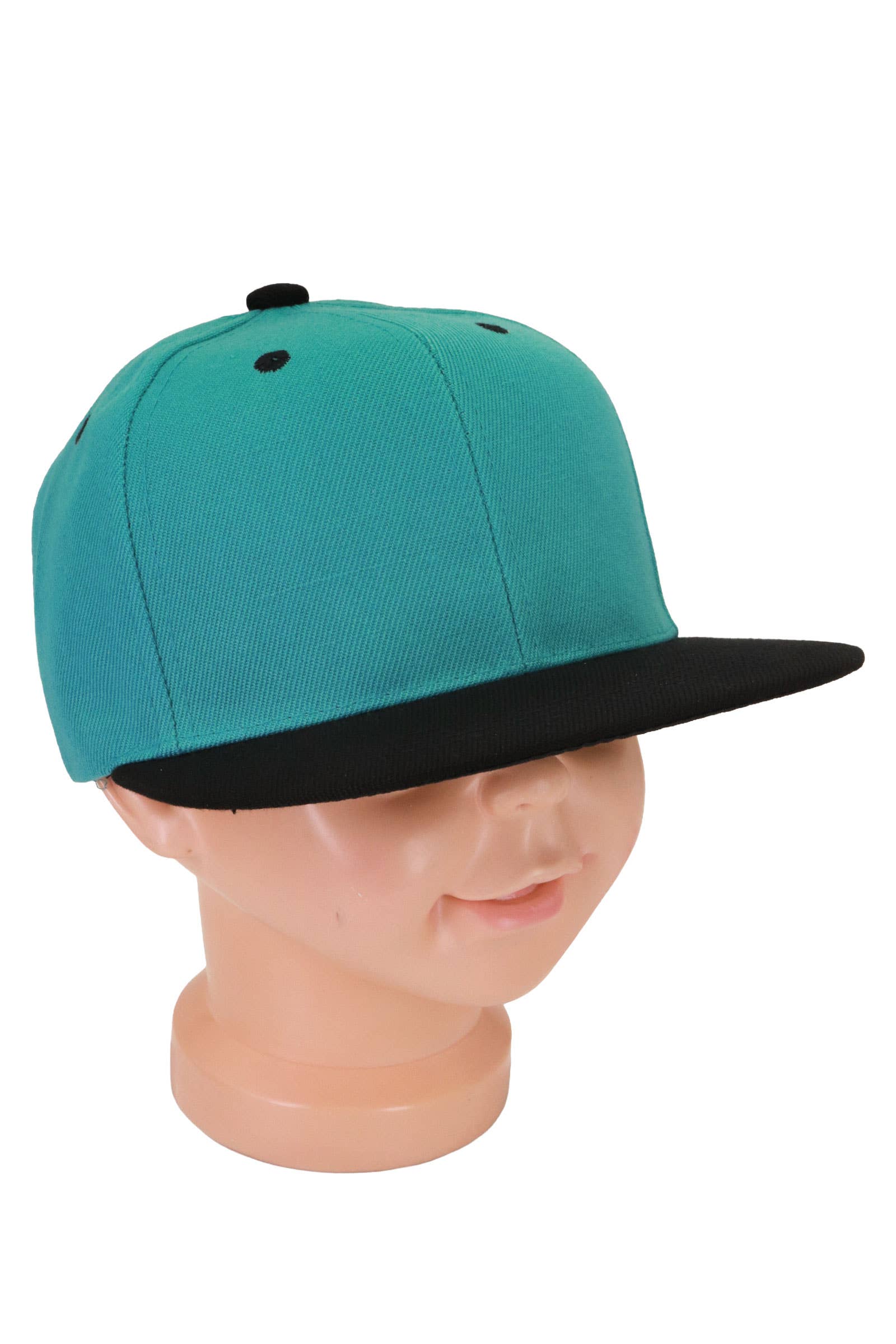 Kids Two Tone Blank Snapback Flat Brim Cap