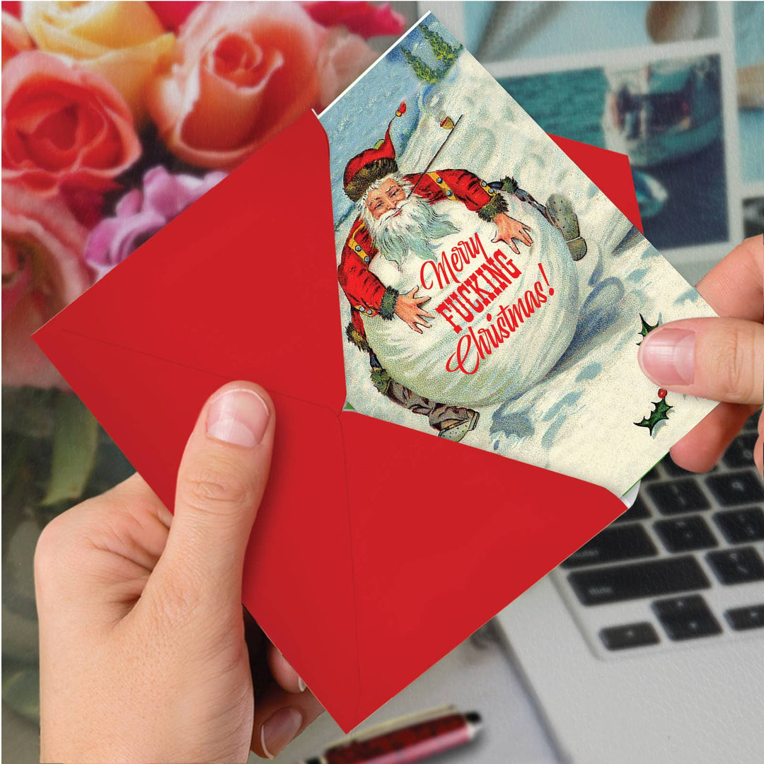 Christmas Card - Santa Snowball