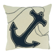 Anchor Appliqué Throw Pillow: Navy Blue / Poly Filled / 18"