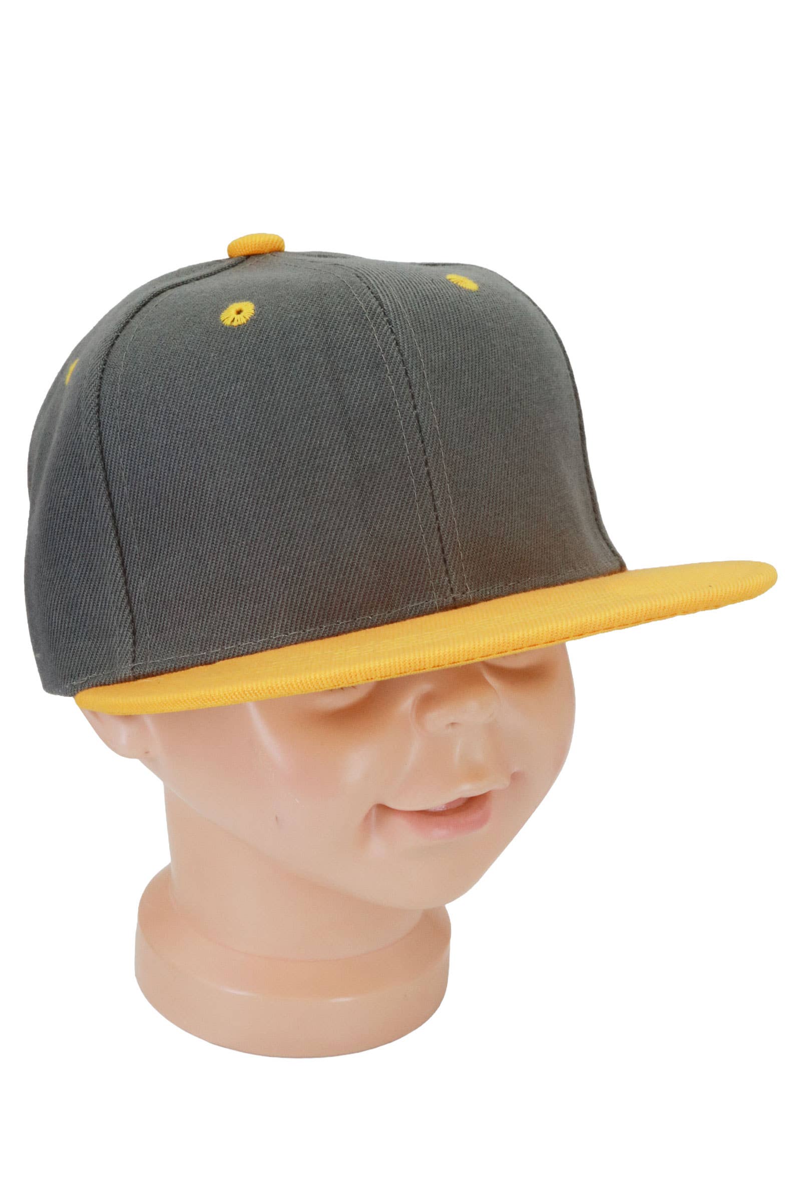 Kids Two Tone Blank Snapback Flat Brim Cap