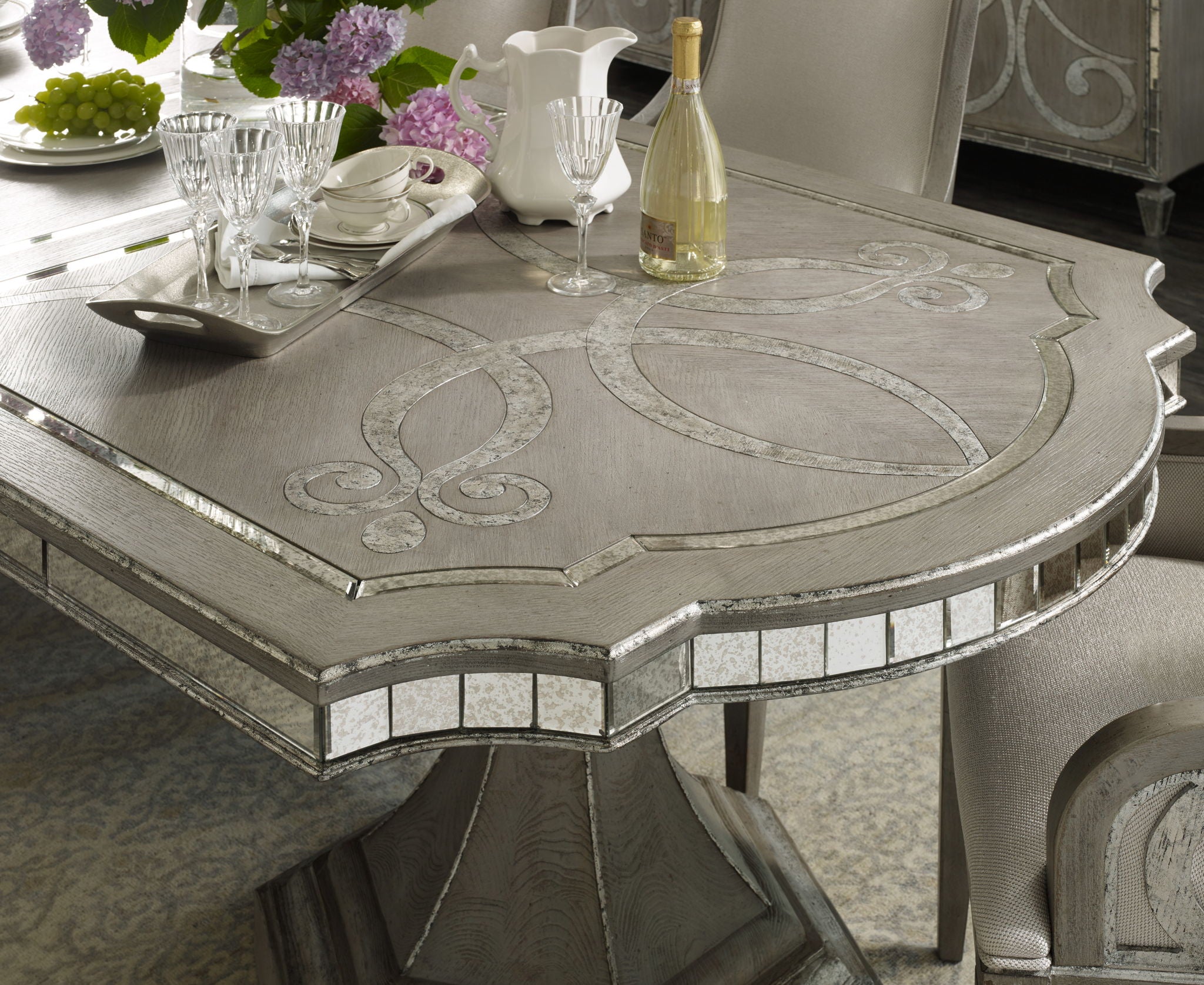 Sanctuary - Rectangle Dining Table With 2-20" Leaves - Pearl Silver