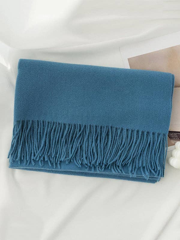 Keep Warm Solid Color Tasseled Shawl&Scarf: DEEP GREEN / One_size