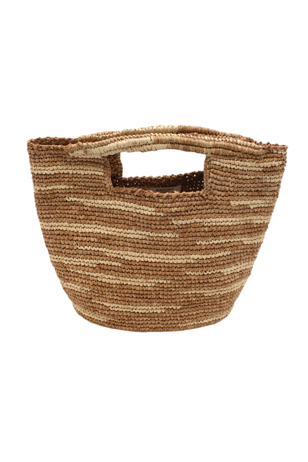 Mini ConCon Crochet Petite Straw Basket: Saffron Two Tone Zebra Stripe