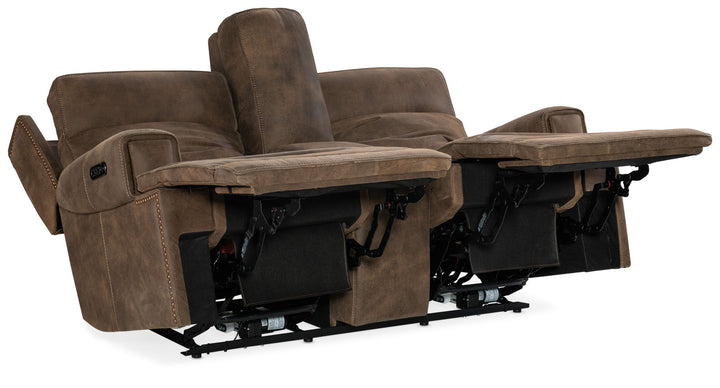 Wheeler - Power Console Loveseat With Power Headrest - Dark Brown