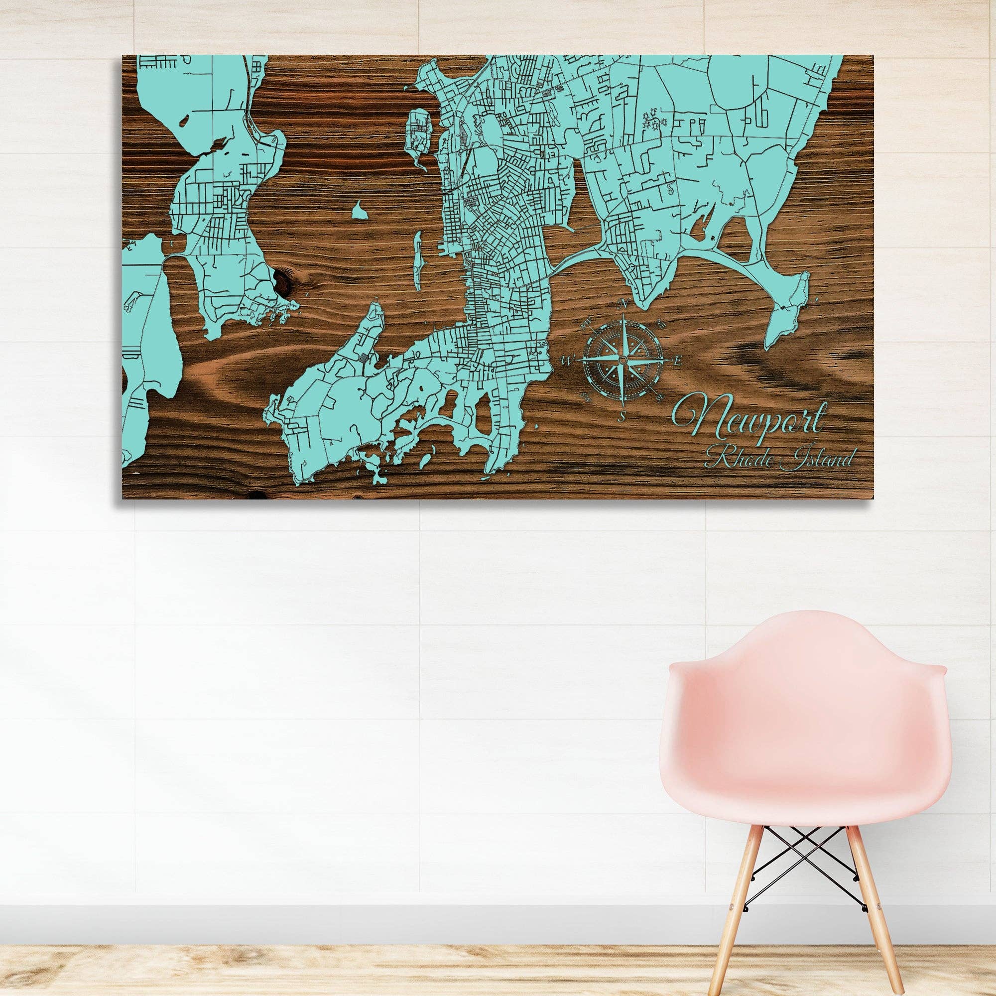 Newport, Rhode Island Street Map by Fire & Pine: Seaglass / Small (11.25” x 19”)