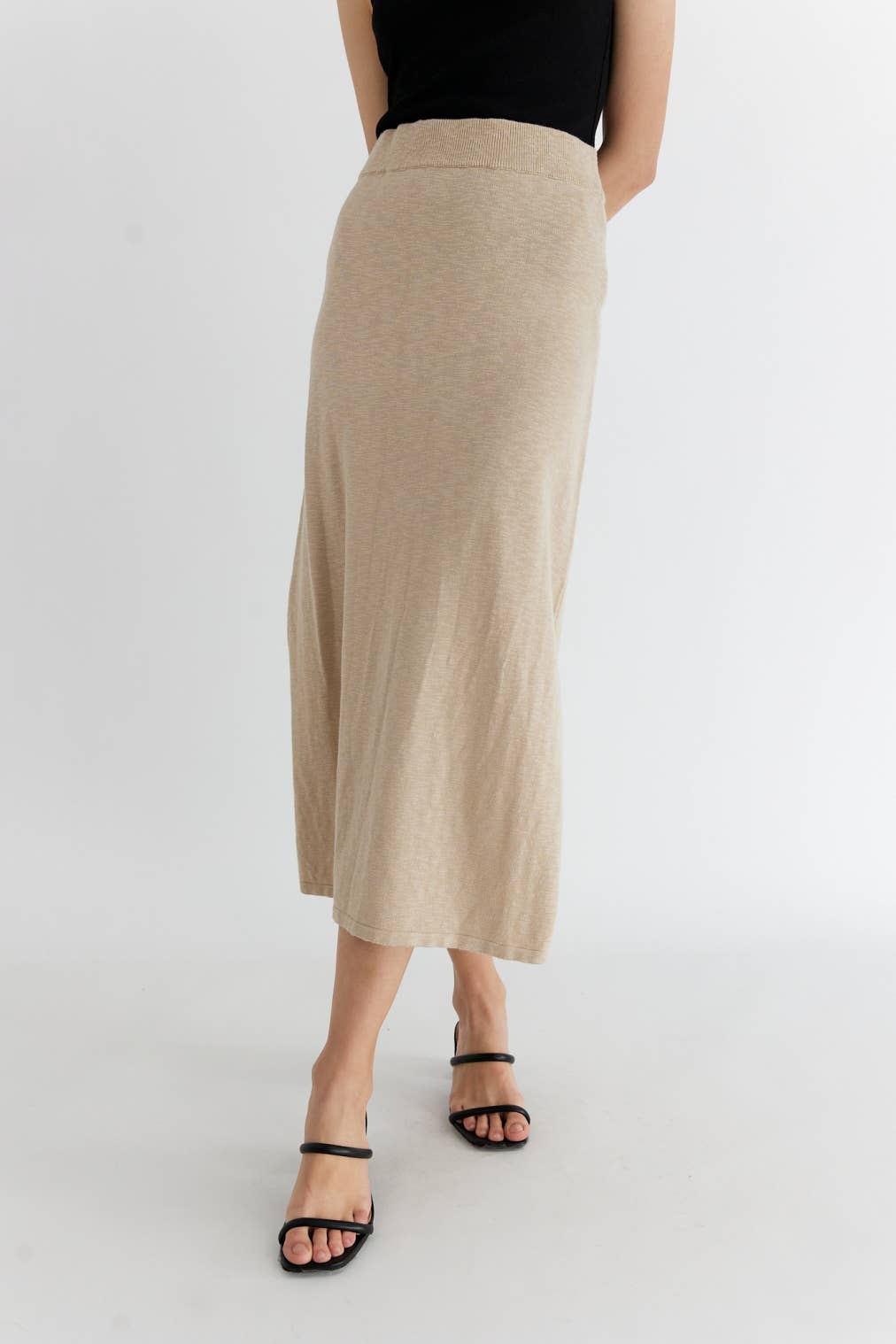 The Rosey Skirt | Midi Skirt with Side Slit: BLACK / SMALL