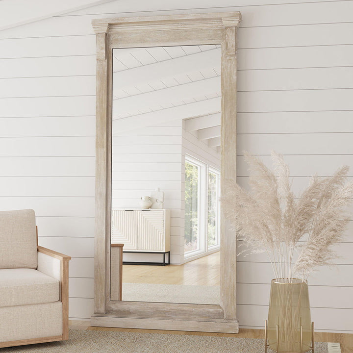 Adelaide - Floor Mirror - Natural White Wash