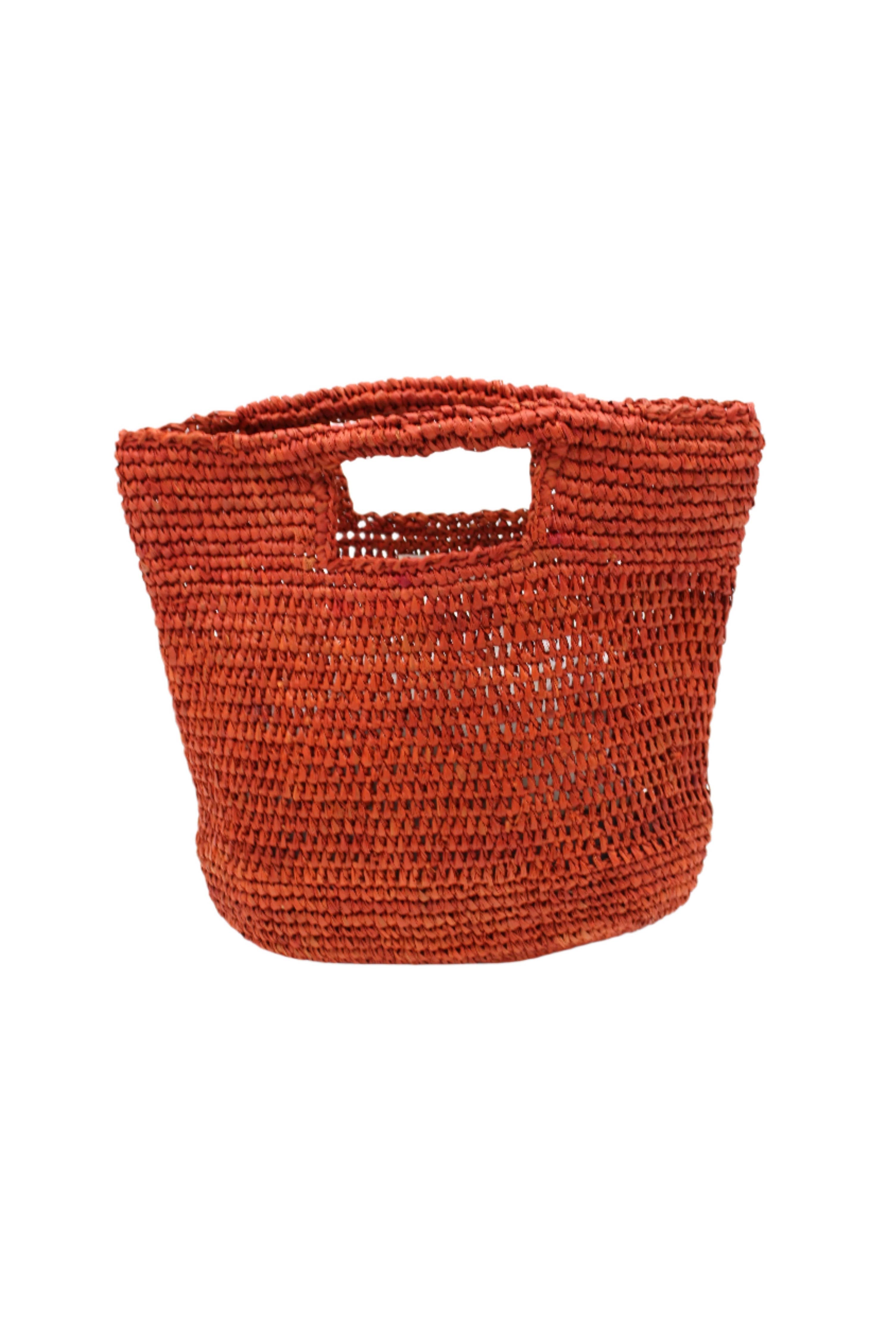 Mini ConCon Crochet Petite Straw Basket: Natural Two Tone Zebra Stripe