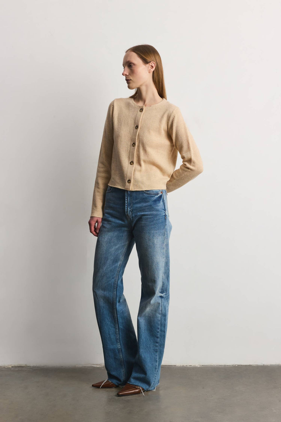 The Molly Cardigan | Lightweight Cropped Cardigan: SAND / SMALL