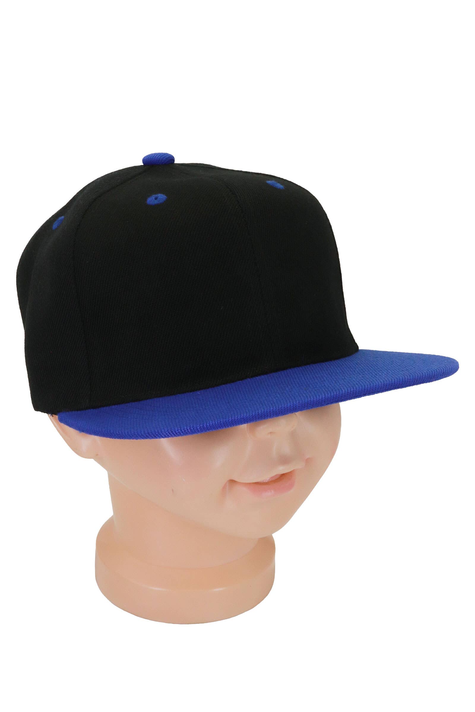 Kids Two Tone Blank Snapback Flat Brim Cap