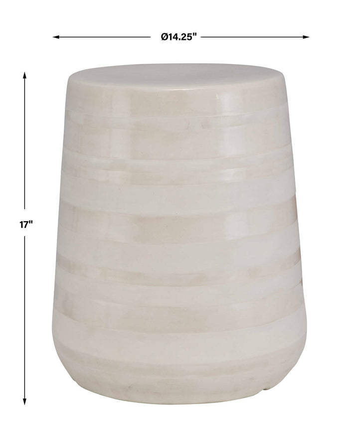 Desert Plains - Glaze Garden Stool - White